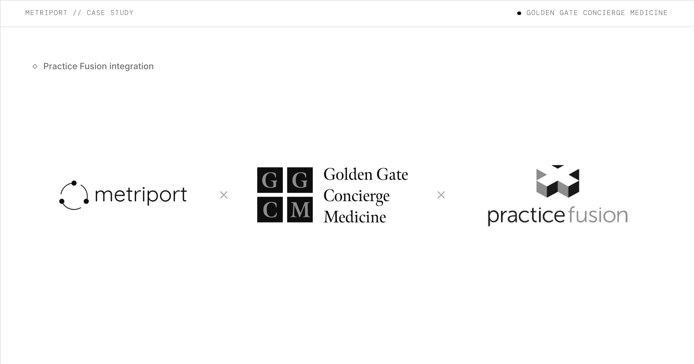 Golden Gate Concierge Medicine, Practice Fusion, and Metriport customer story graphic